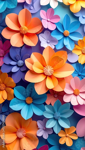 Colorful Paper Spring Flowe...