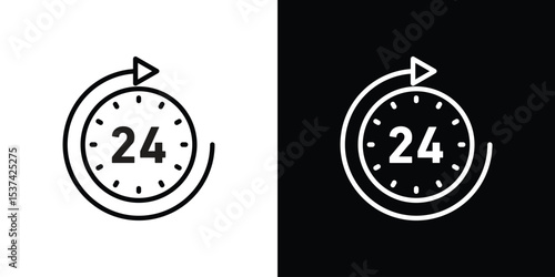Time twenty four icon set in line.