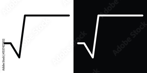 Square root icon set in line.