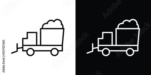 Snowplow icon set in line.