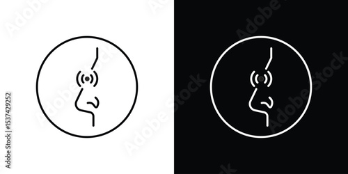 Nose pain icon set in line.