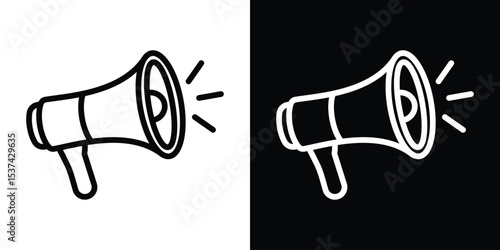 Megaphone icon set in line.