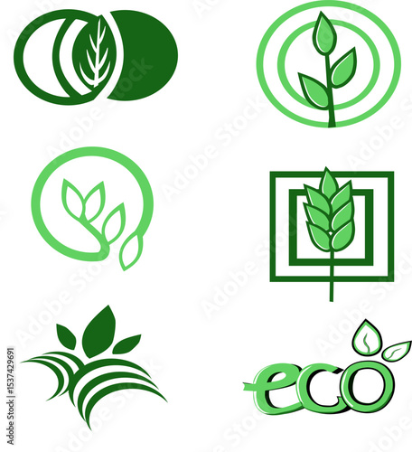  Zestaw eko logotypów – ekologiczne ikony i symbole