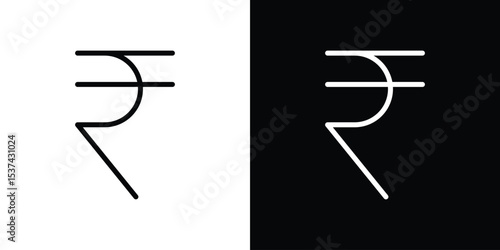 Indian rupee icon set in line.
