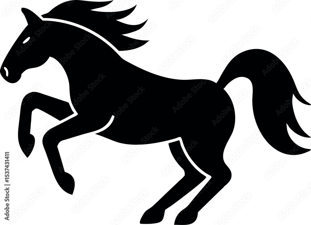 Rearing Horse Silhouette – Black Vector of Galloping Stallion in Motion
Rearing Horse Silhouette – Black Vector of Galloping Stallion in Motion