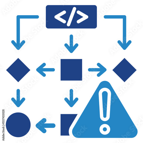 Anomaly mini illustration dual tone blue color icon, use for machine learning, education, technology industry, UI, UX kit, app and web development, digital or print.