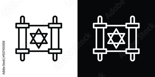 Scroll Torah icon set in line.