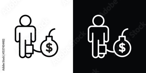 Debt icon set in line.