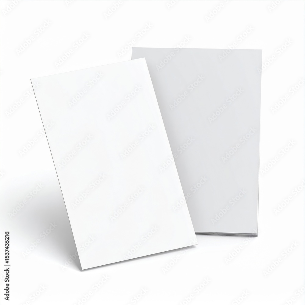 Two Blank White Paper Cards Mockup Two Blank White Paper Cards Mockup