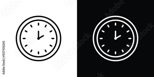 Clock two icon set in line.