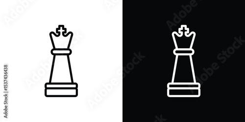 Chess queen icon set in line.
