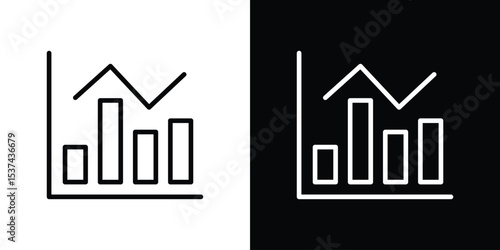 Chart histogram icon set in line.
