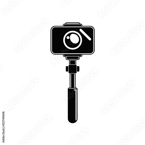 Selfie stick with smartphone silhouette for Photographer's Day  