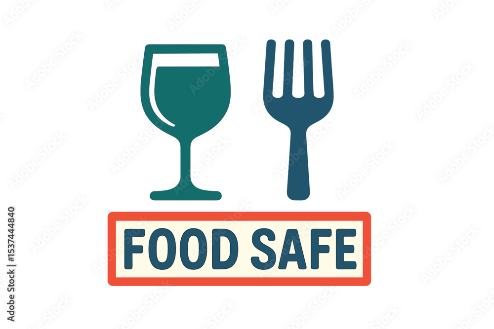 Fototapeta premium The packaging features a food safe icon, an international emblem, and symbols for glass and a fork