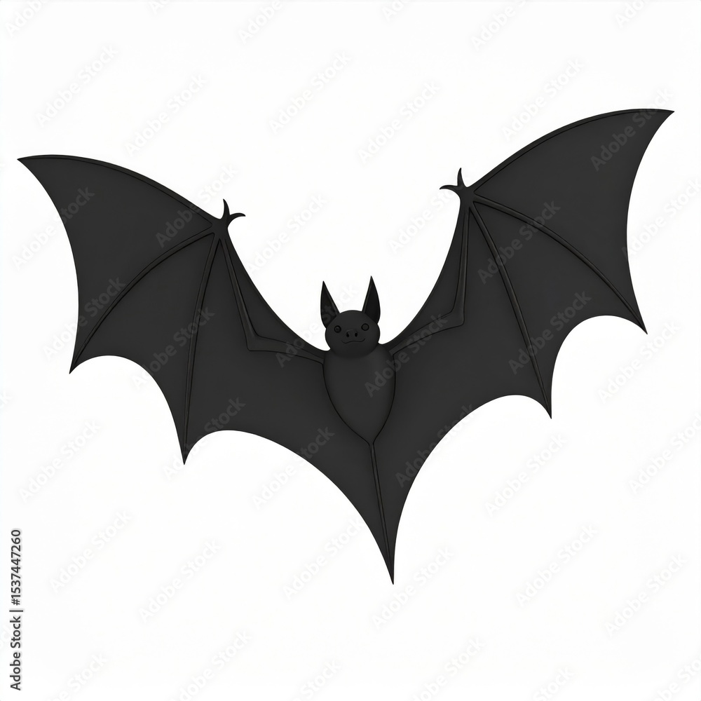 Black Bat in Flight Against White Background Black Bat in Flight Against White Background