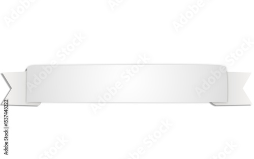 Elegant white ribbon banner with soft curves and subtle shading, perfect for text overlays, labels, banners, web designs, or invitations. Ideal for minimalist compositions, with no background.