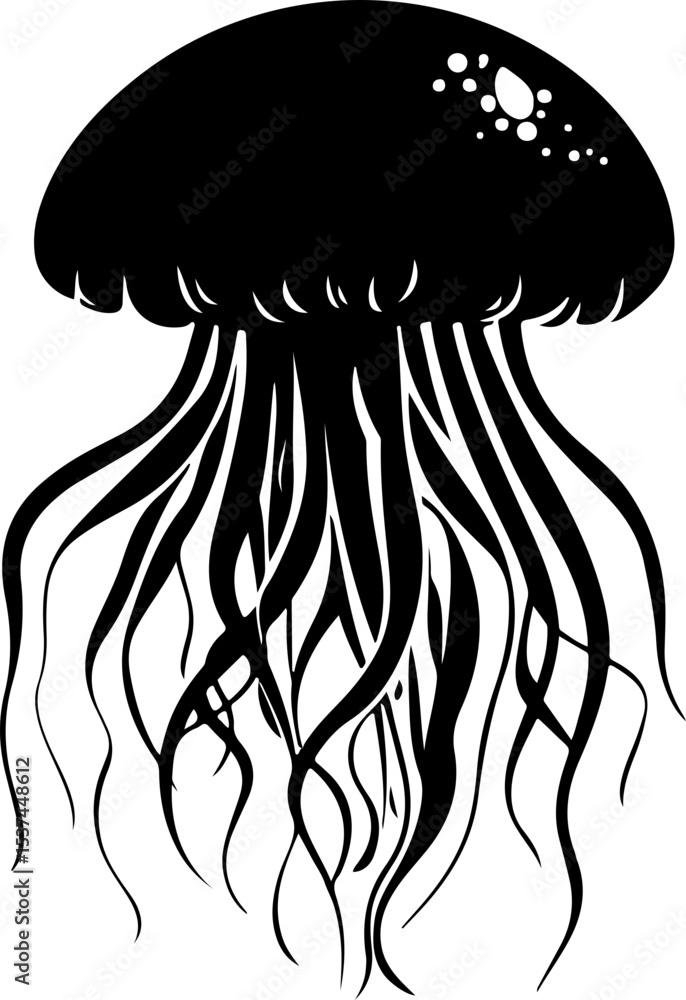 monochrome illustration of a jellyfish monochrome illustration of a jellyfish