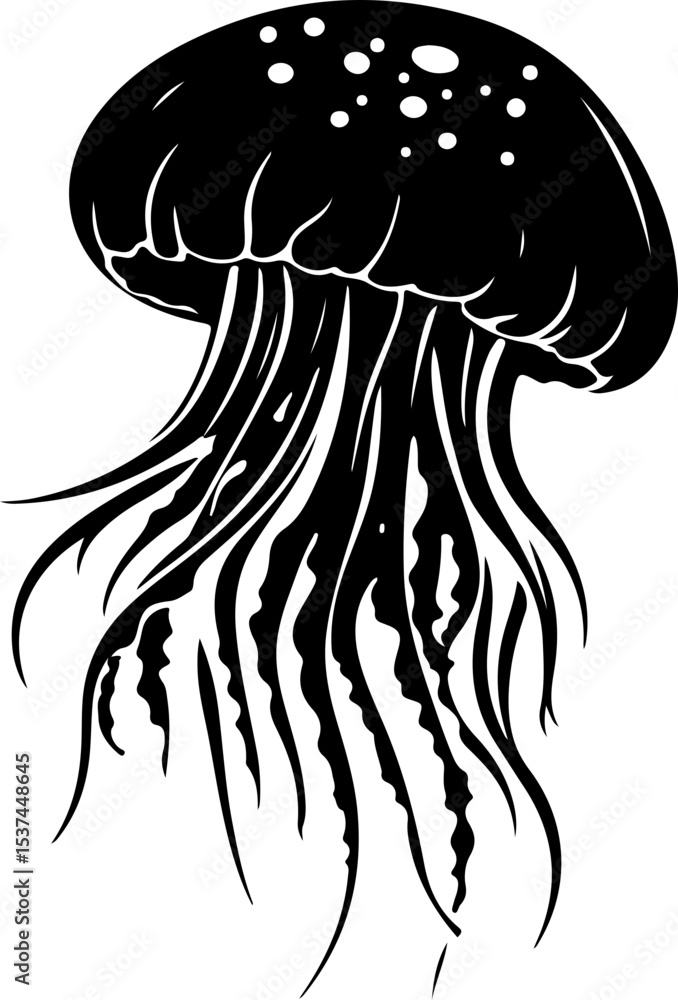 monochrome illustration of a jellyfish monochrome illustration of a jellyfish
