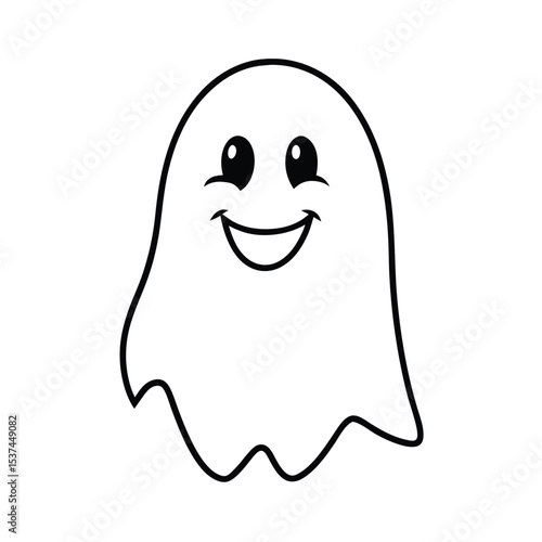 Cheerful cartoon ghost illustration friendly and happy spectral character design perfect for halloween or spooky themed projects