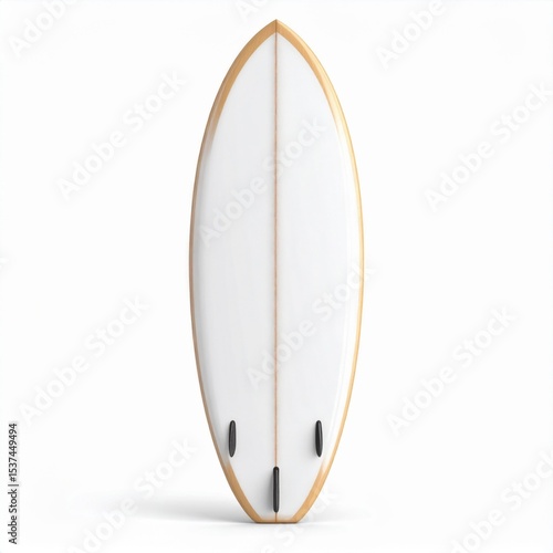 White and Gold Surfboard on White Background
