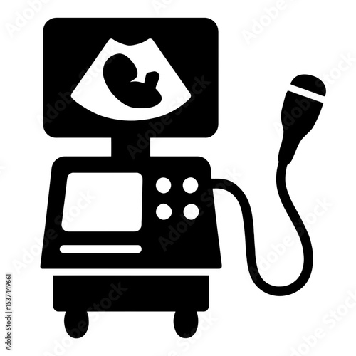 black ultrasound machine showing fetus clip art preview