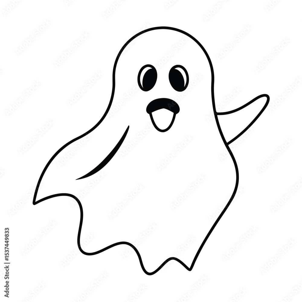 A frightened cartoon ghost illustration spooky halloween design element vector graphic for digital projects A frightened cartoon ghost illustration spooky halloween design element vector graphic for digital projects