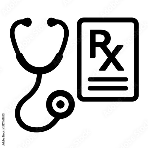 very simple flat and single minimalist Stethoscope and RX Prescription Silhouettes