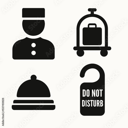 very simple flat and single minimalist Hotel Service Silhouettes