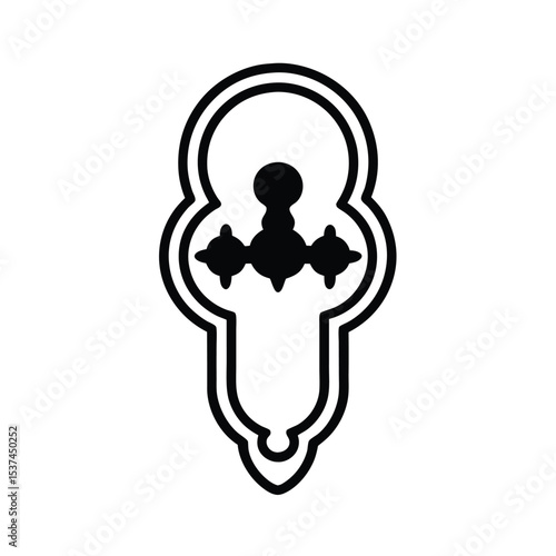 Spooky halloween door knocker vector illustration creepy gothic vintage design element for autumn decorations