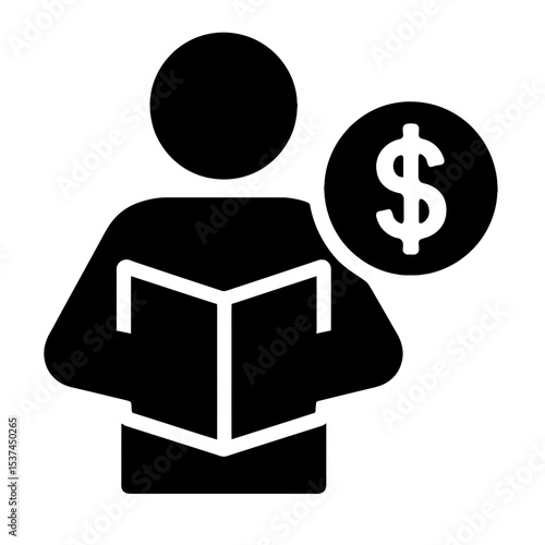 very simple flat and single minimalist Reading  Money Silhouettes