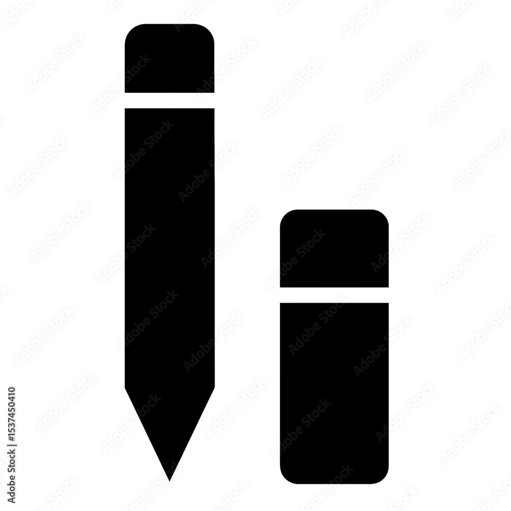 very simple flat and single minimalist Pencil and Eraser Silhouettes very simple flat and single minimalist Pencil and Eraser Silhouettes