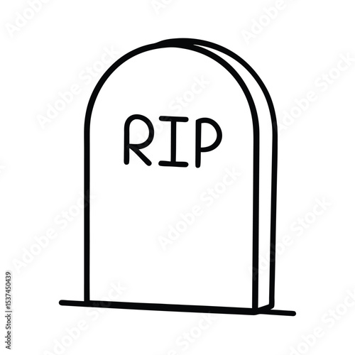 Classic rip tombstone vector illustration gravestone design with customizable text for memorial halloween or gothic projects