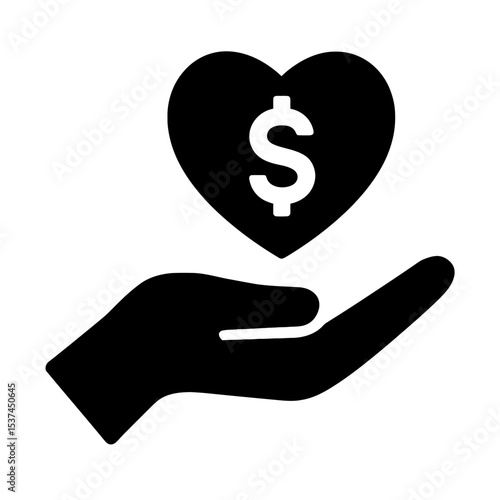 very simple flat and single minimalist Hand Giving to Charity Silhouettes