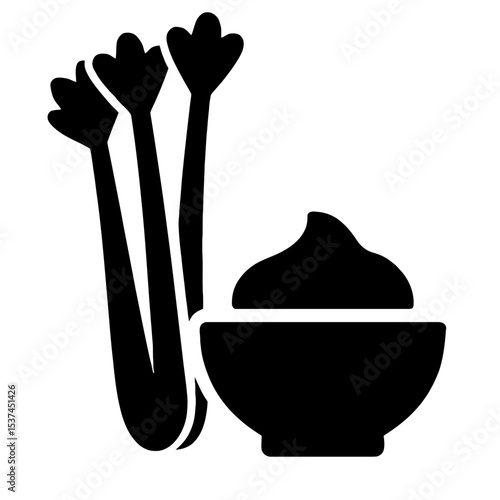 very simple flat and single minimalist Celery Dip Silhouettes