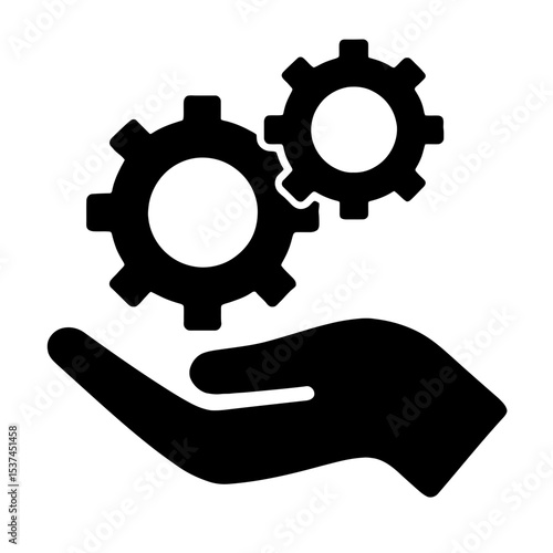 very simple flat and single minimalist Holding Gears Silhouettes