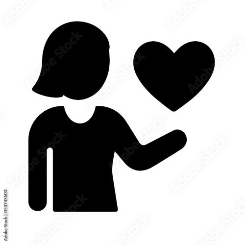very simple flat and single minimalist Woman with Heart Love Silhouettes