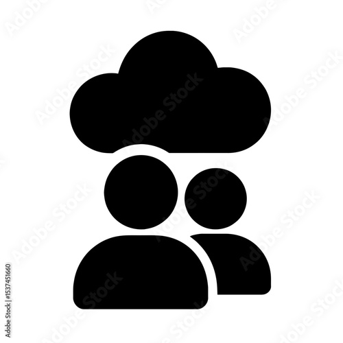 very simple flat and single minimalist People with a Cloud over Them Silhouettes