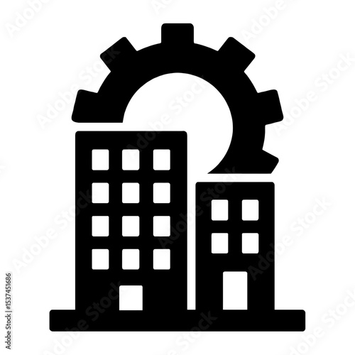 very simple flat and single minimalist Gear Building Silhouettes
