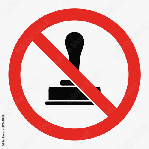 Passport entry stamp prohibited. Red circle with cross indicates no entry stamp allowed on passport. Important travel warning sign for immigration control and border crossing.