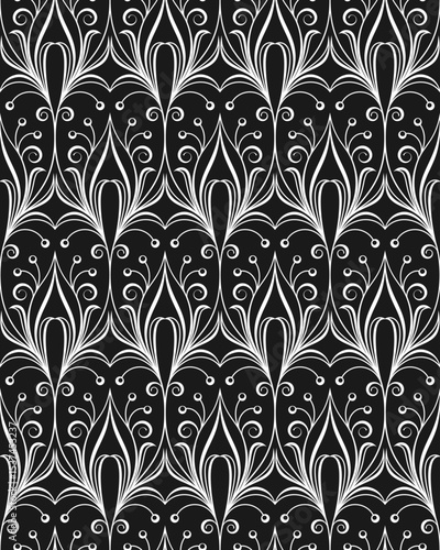 seamless botanical pattern of painted oriental motifs 