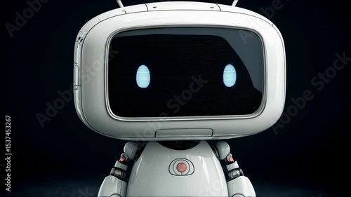 Wallpaper Mural Friendly Futuristic Robot with Digital Display Torontodigital.ca