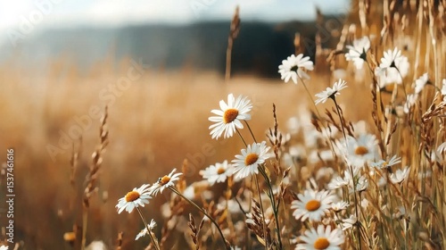 Wildflowers Bloom in Golden Field Under Bright Sunlight During Summer Afternoon