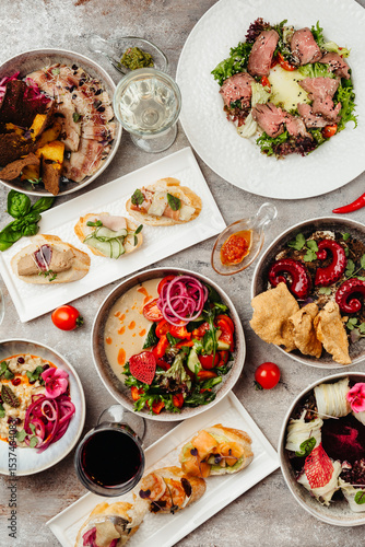 Georgian cuisine dish in a restaurant on a light background