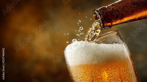 Refreshing Beer Pouring Into a Glass With Bubbles and Golden Color at a Bar D...