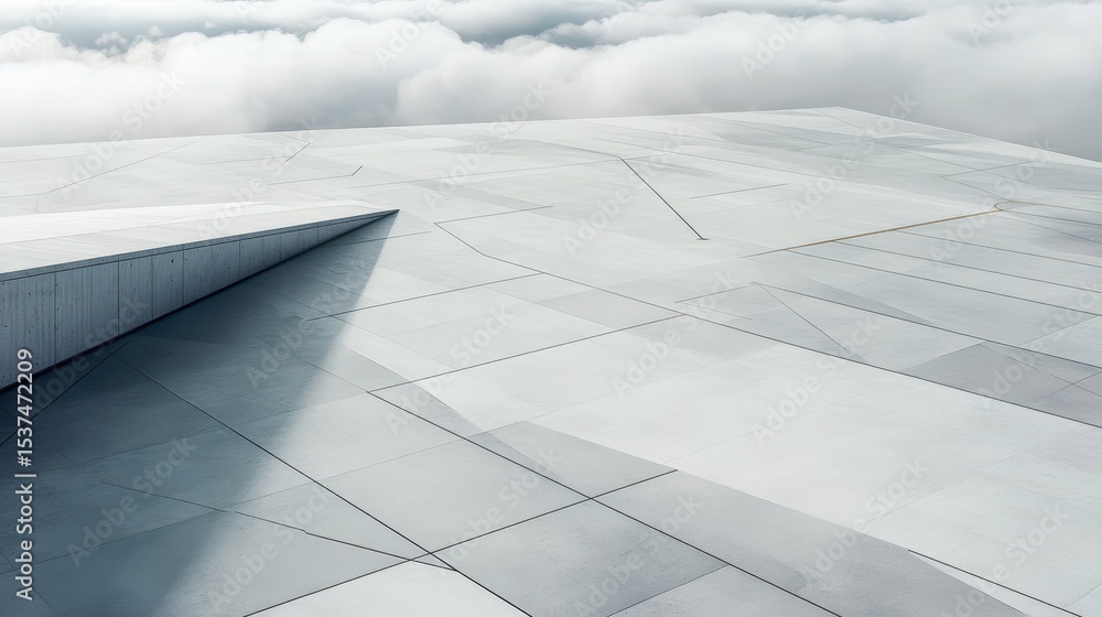 Modern Architectural Design with Abstract Geometric Patterns in Clouds Modern Architectural Design with Abstract Geometric Patterns in Clouds
