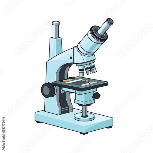 Professional Design of Isolated Microscope Tool for Scientific Research - Stock Vector