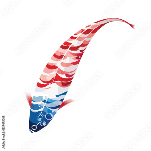 Japanese Koinobori Flag Sign on White Background: Cultural Symbol of Japan and Carp Streamer Tradition in Vector Illustration