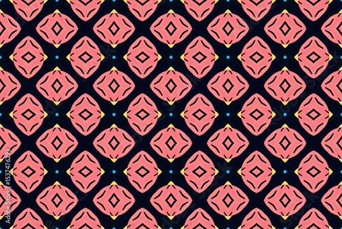 Seamless Fashion Shape Texture Digital Graphic Symmetric Geometric Fabric Wallpaper Visual Template Perspective Endless Interior Background Cloth Decoration Textile Art Tile Design Luxury Pattern.