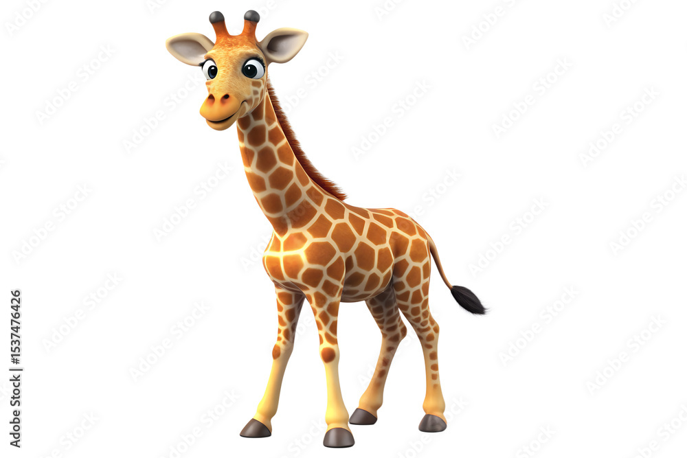 Fototapeta premium Adorable 3D Cartoon Giraffe – Playful Jungle Character