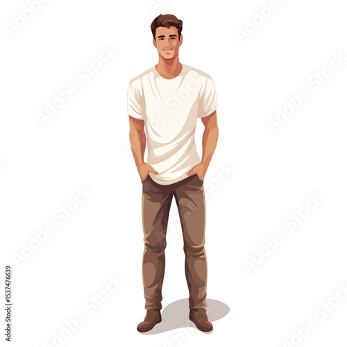 Professional young man standing confidently with folded arms front view vector illustration